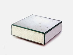 Mirror Box Container with Wooden Interior and Antiqued Silver Mirror Covering