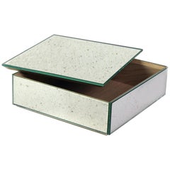 Mirror Box Container with Wooden Interior and Antiqued Silver Mirror Covering