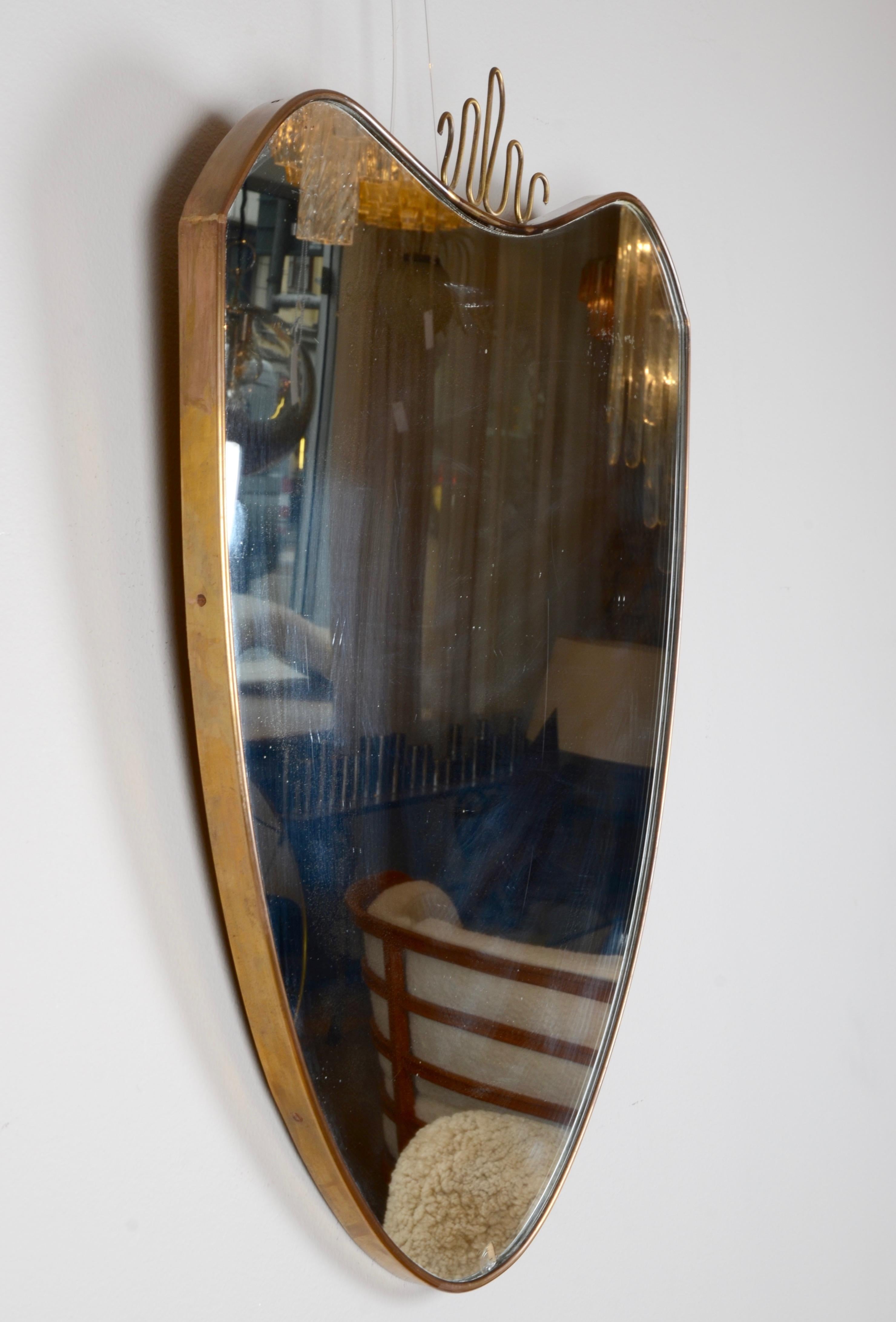 Italian Mirror, Brass, Italy, Mid-1900s For Sale