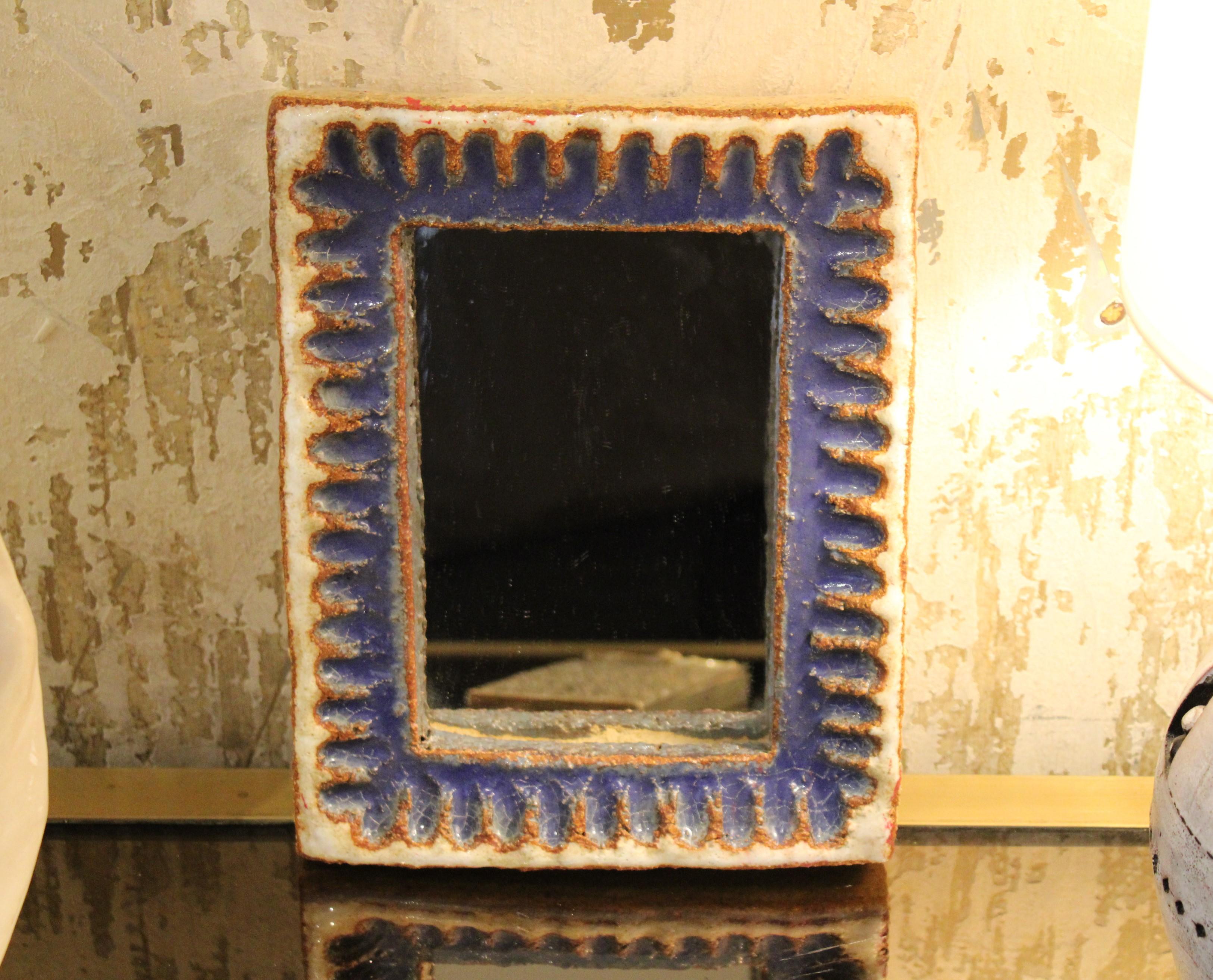 Ceramic mirror by Les Argonautes,
France, circa 1960,
Signed on the back