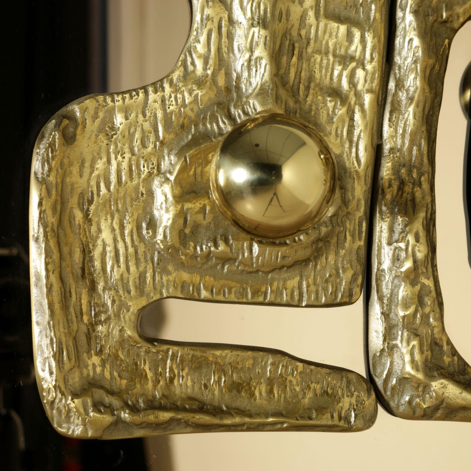 Mirror by Luciano Frigerio Brass Vintage, Italy, 1970s In Good Condition In Milano, IT