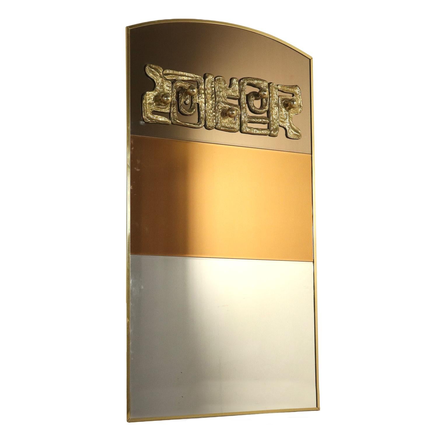 Mirror by Luciano Frigerio Brass Vintage, Italy, 1970s