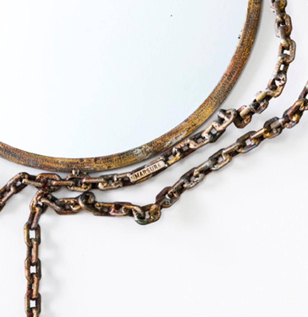 Modern Mirror by Salvino Marsura, Wrought Iron, 20th Century For Sale