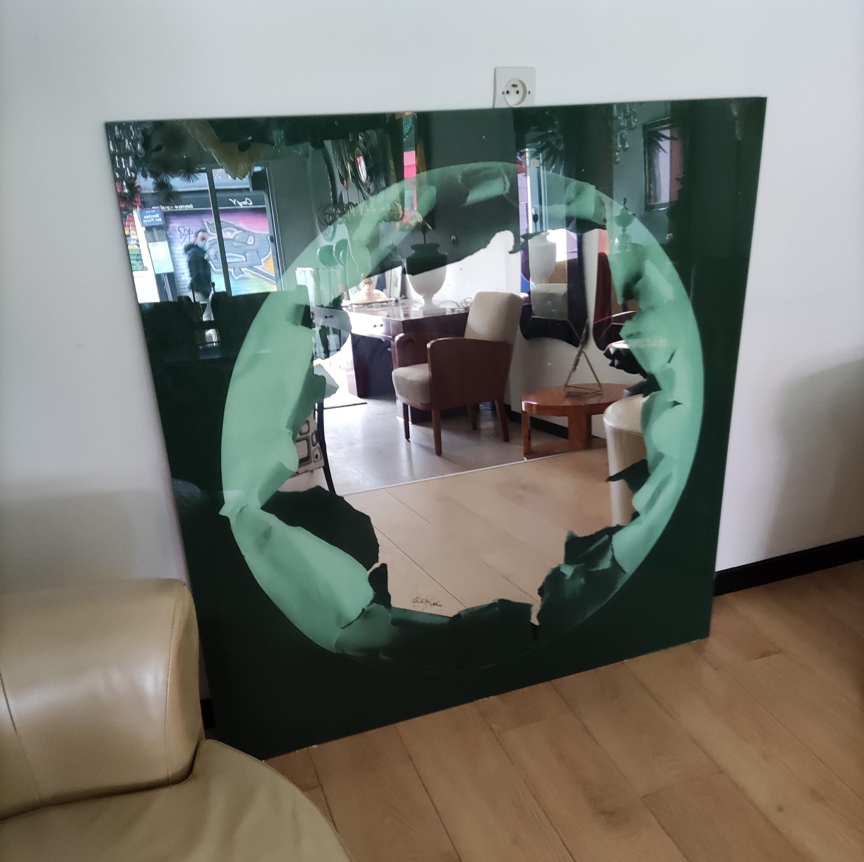 Mirror by Ugo Nespolo, Signed In Excellent Condition In Saint-Ouen, FR