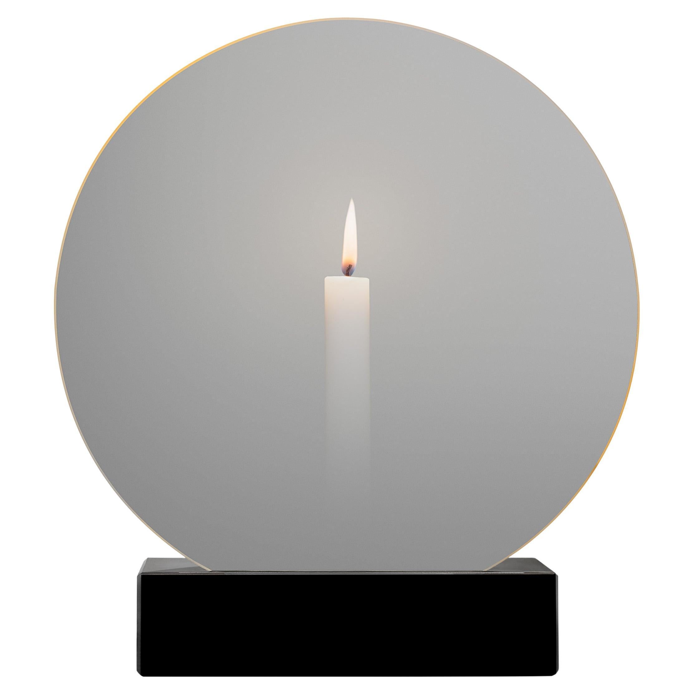 Mirror Candle Holder "Spegla Black Edition" Glass with Half Transparent Mirror