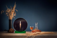 Mirror Candle Holder "Spegla Crystal Green" Glass with Half Transparent Mirror