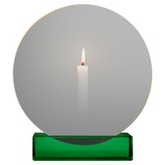 Spiegel-Kerzenständer "Spegla Crystal Green" Glas mit halbdurchsichtigem Spiegel
