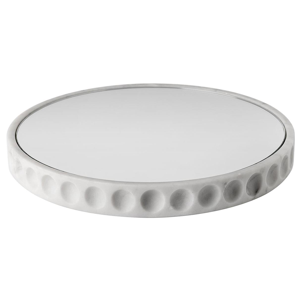 Mirror Centrepiece Vessel in Carrara Marble from the Mirage Collection For Sale