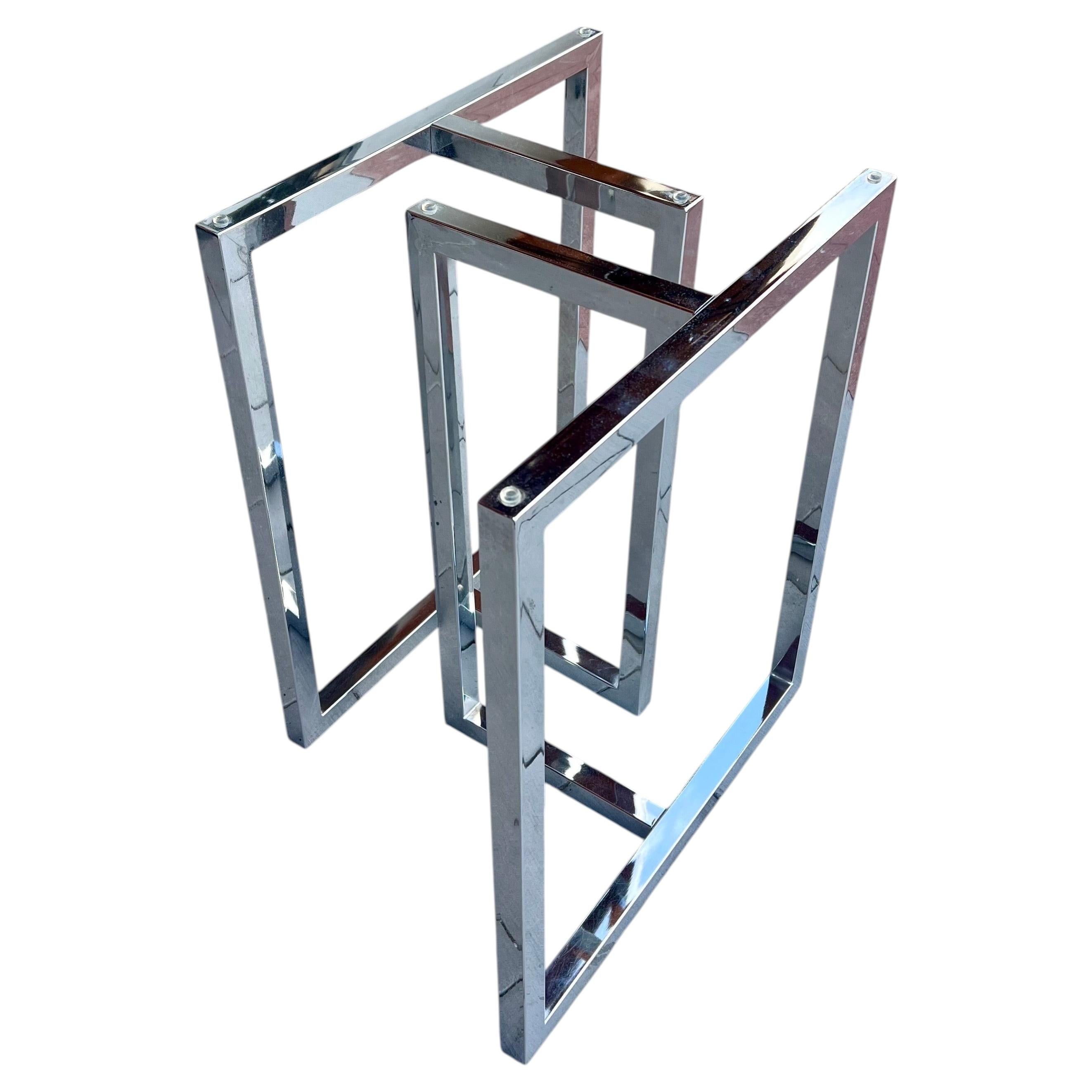 Mirror Chrome Postmodern T Leg Dinning Table Desk Bases Multi positions