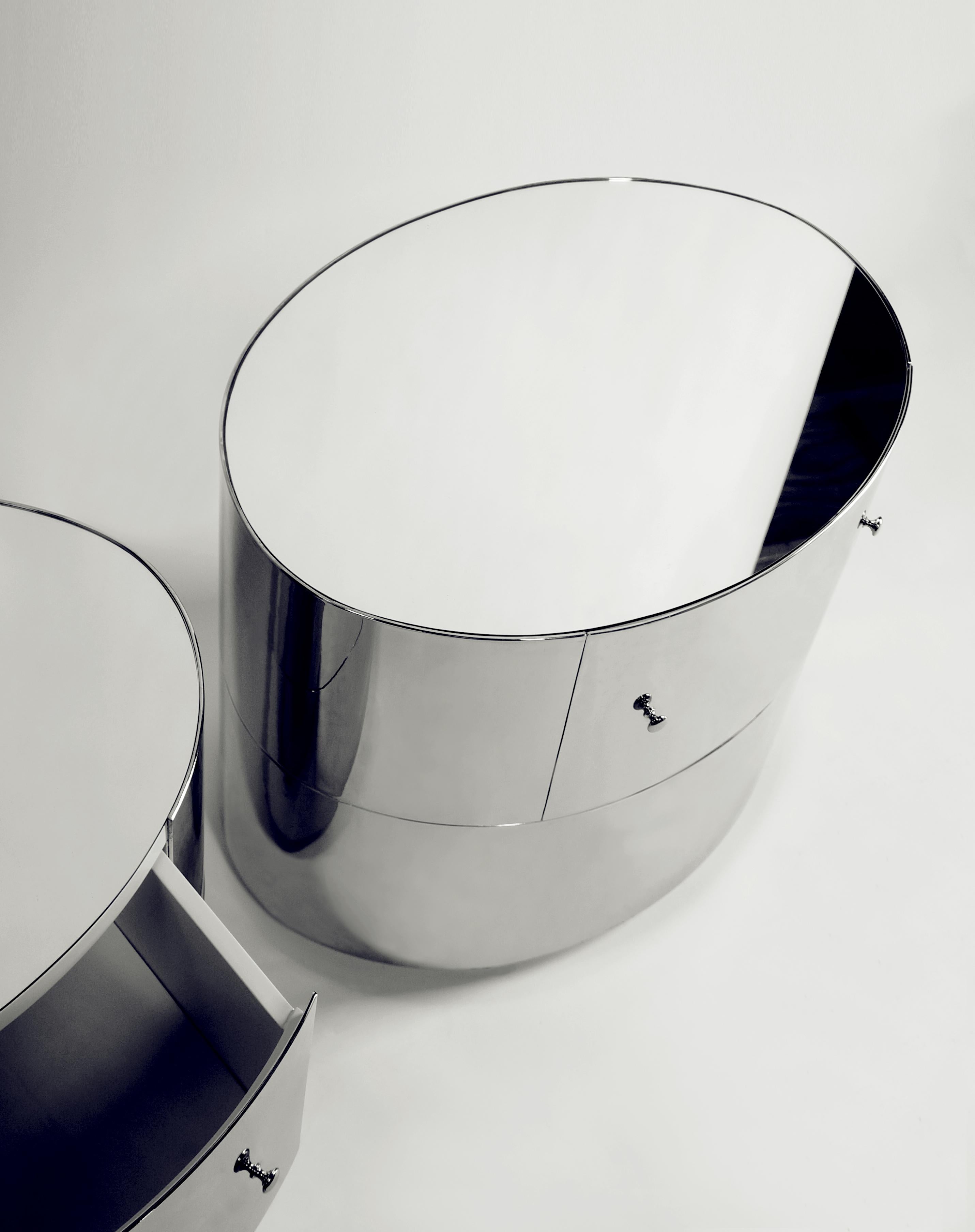 Mirror Chromed Side Table with Drawers by VIDIVIXI (Poliert)