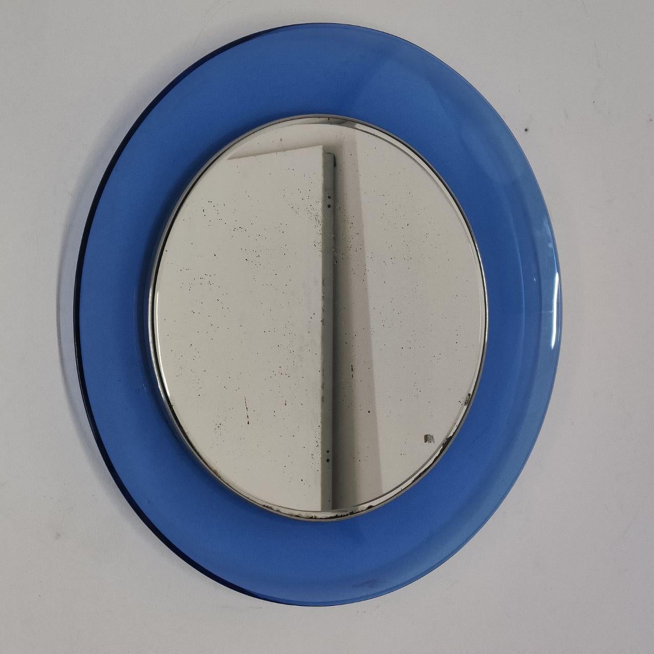 italien Miroir bleu cobalt de Max Ingrand pour Fontana Arte modèle 1669, Italie, milieu du siècle dernier en vente