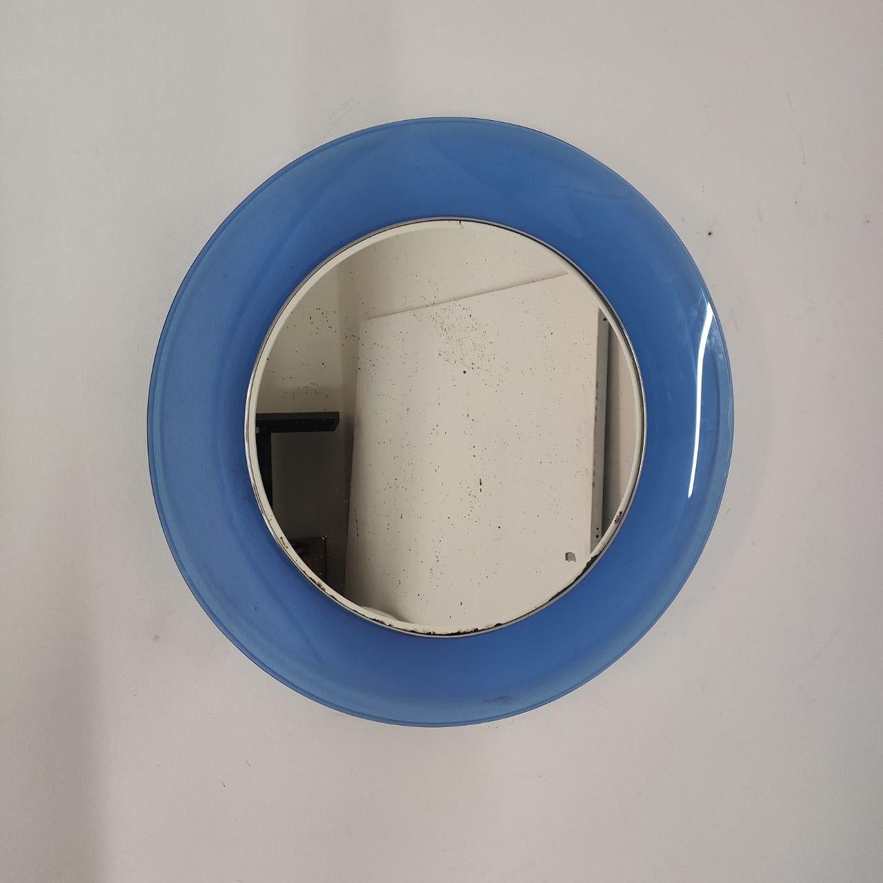 Miroir bleu cobalt de Max Ingrand pour Fontana Arte modèle 1669, Italie, milieu du siècle dernier Excellent état - En vente à Nicolosi, IT