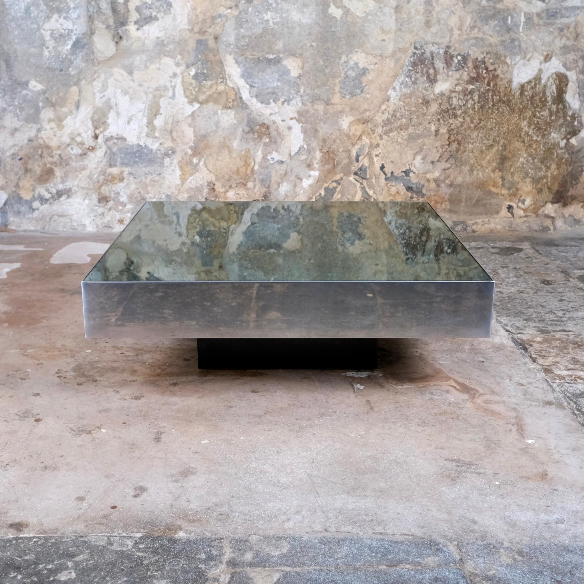Italian Mirror coffee table by Willy Rizzo for Cidue, 1970s