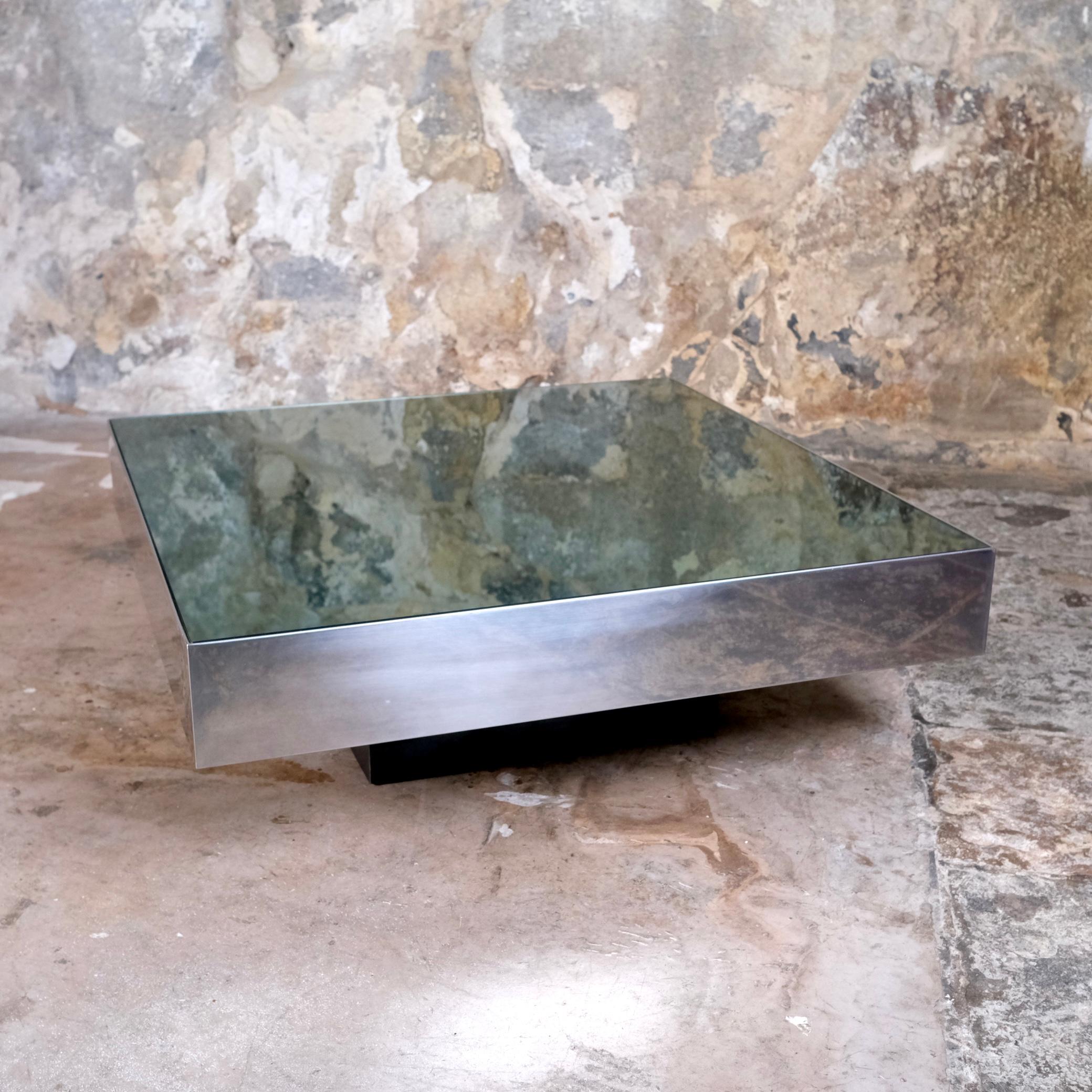 Mirror coffee table by Willy Rizzo for Cidue, 1970s 1