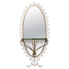 Mirror console by Pierre-Luigi Colli in gilded metal