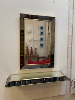 Console miroir en verre et laiton par Cristal Art, Italie, années 1960