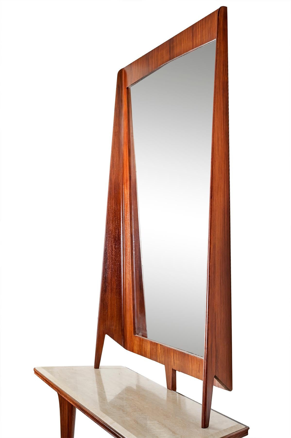 Mirror Console Rosewood and Travertine by Mobili Cantu, 1950 4
