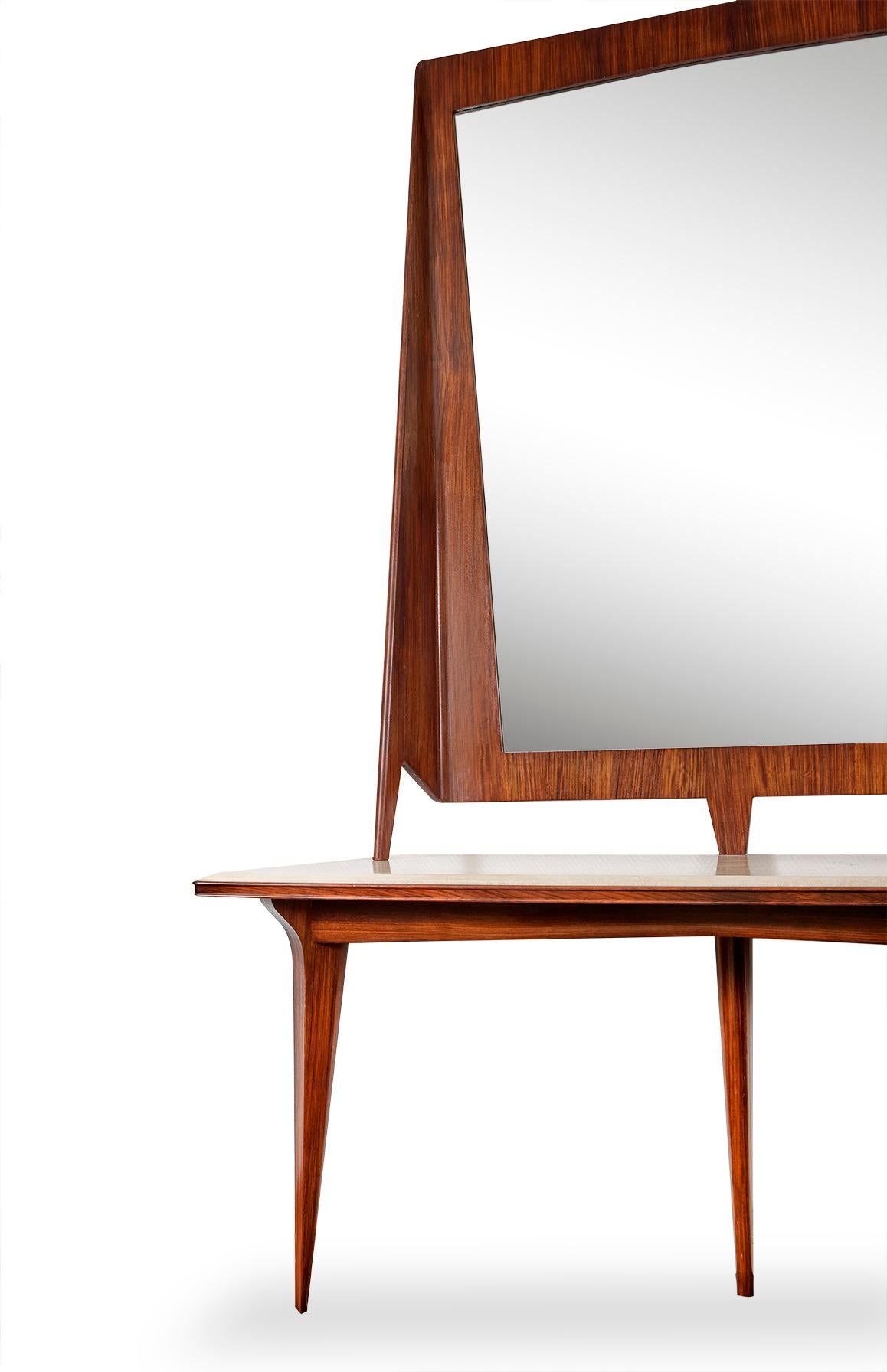 Mirror console rosewood and travertine 
 by Mobili Cantù Italy
from 1950 -1060.
    