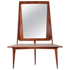 Mirror Console Rosewood and Travertine by Mobili Cantu, 1950