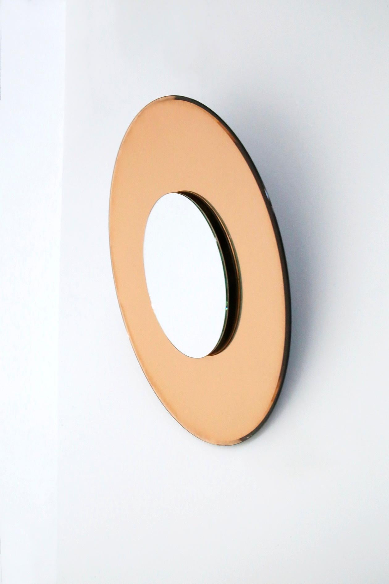 Modern Contemporary Orange Mirror in Style Fontana Arte by Effetto Vetro
