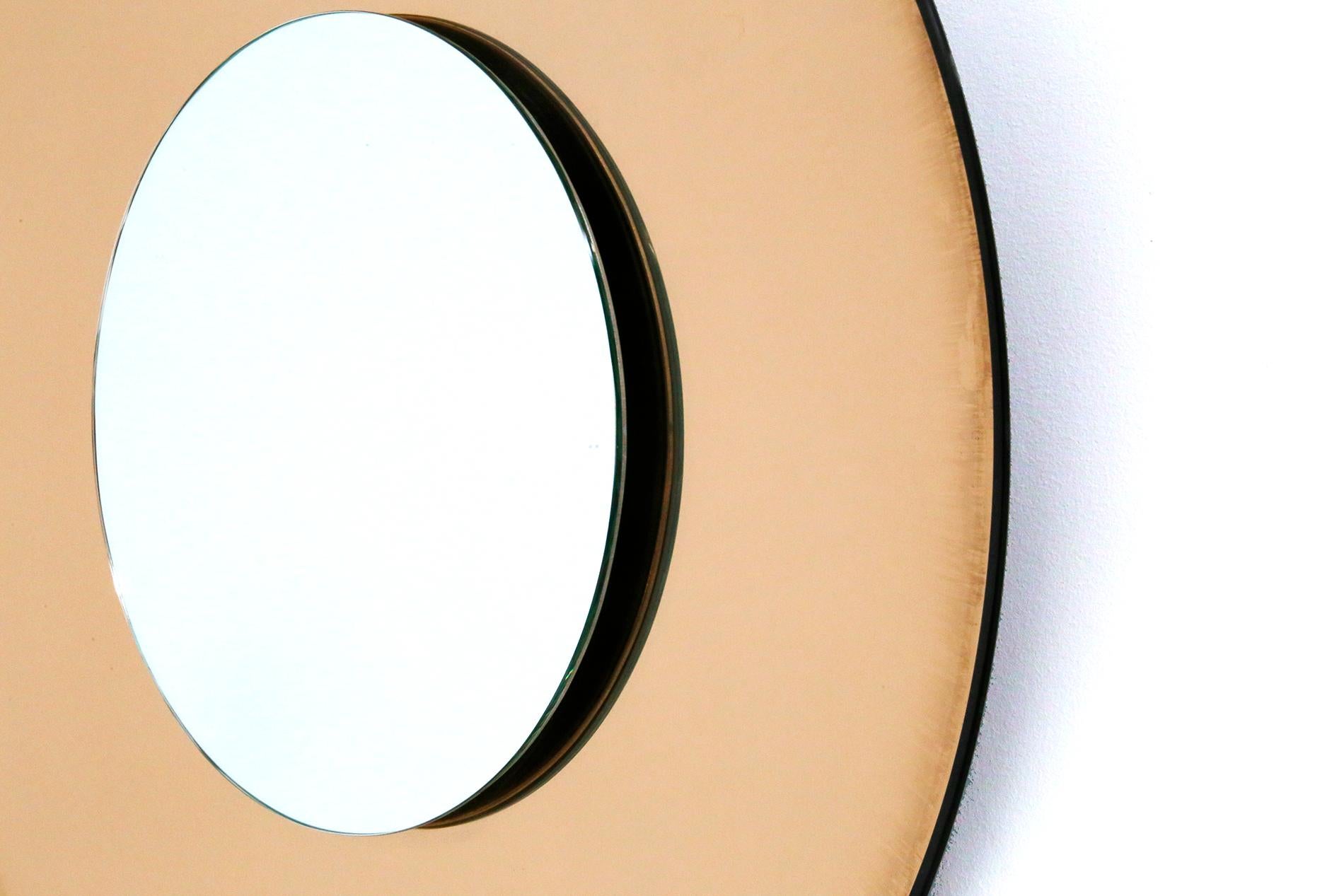 Italian Contemporary Orange Mirror in Style Fontana Arte by Effetto Vetro