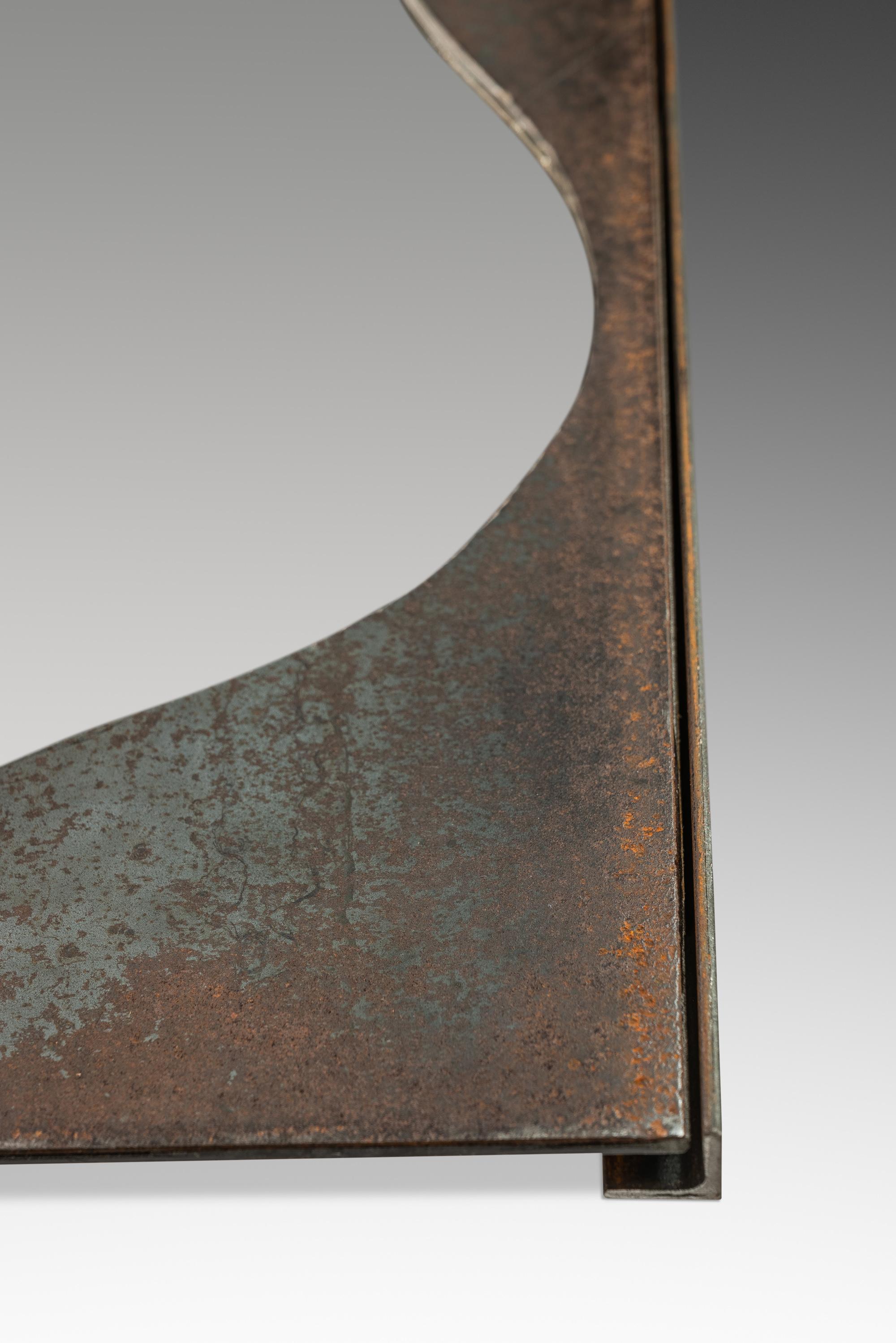 Mirror Cut From Raw Patinaed Steel, Mark Leblanc, Leblanc Studios, USA, c. 2024 For Sale 4