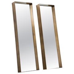 Miroir, cadre métallique en laiton oxydé profond, Italie