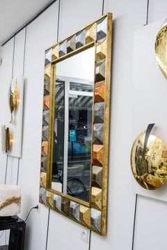 Mirror "Diamond Tips", Gilt Patina