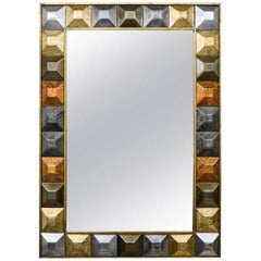 Mirror "Diamond Tips", Gilt Patina