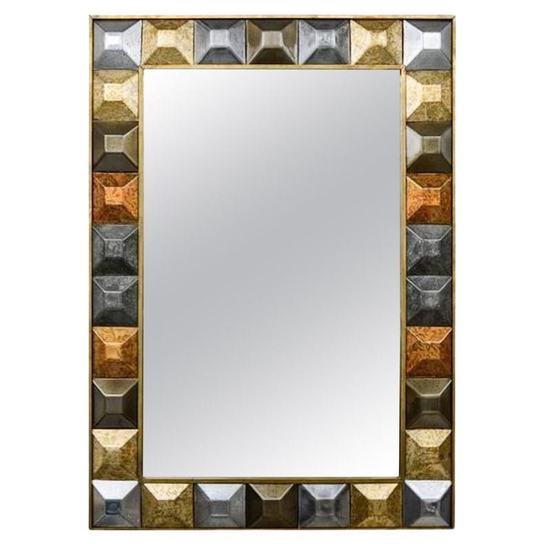 Mirror "Diamond Tips", Gilt Patina