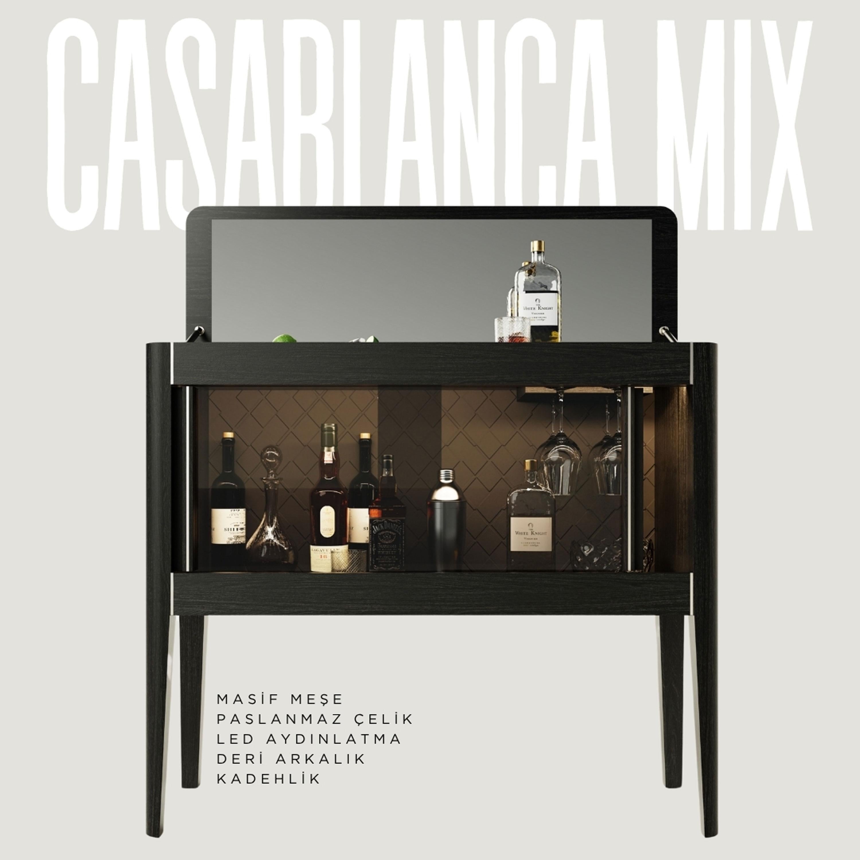 Mirror-Door Solid Wood Horizontal Liquor/Cocktail Cabinet – Casablanca For Sale 1