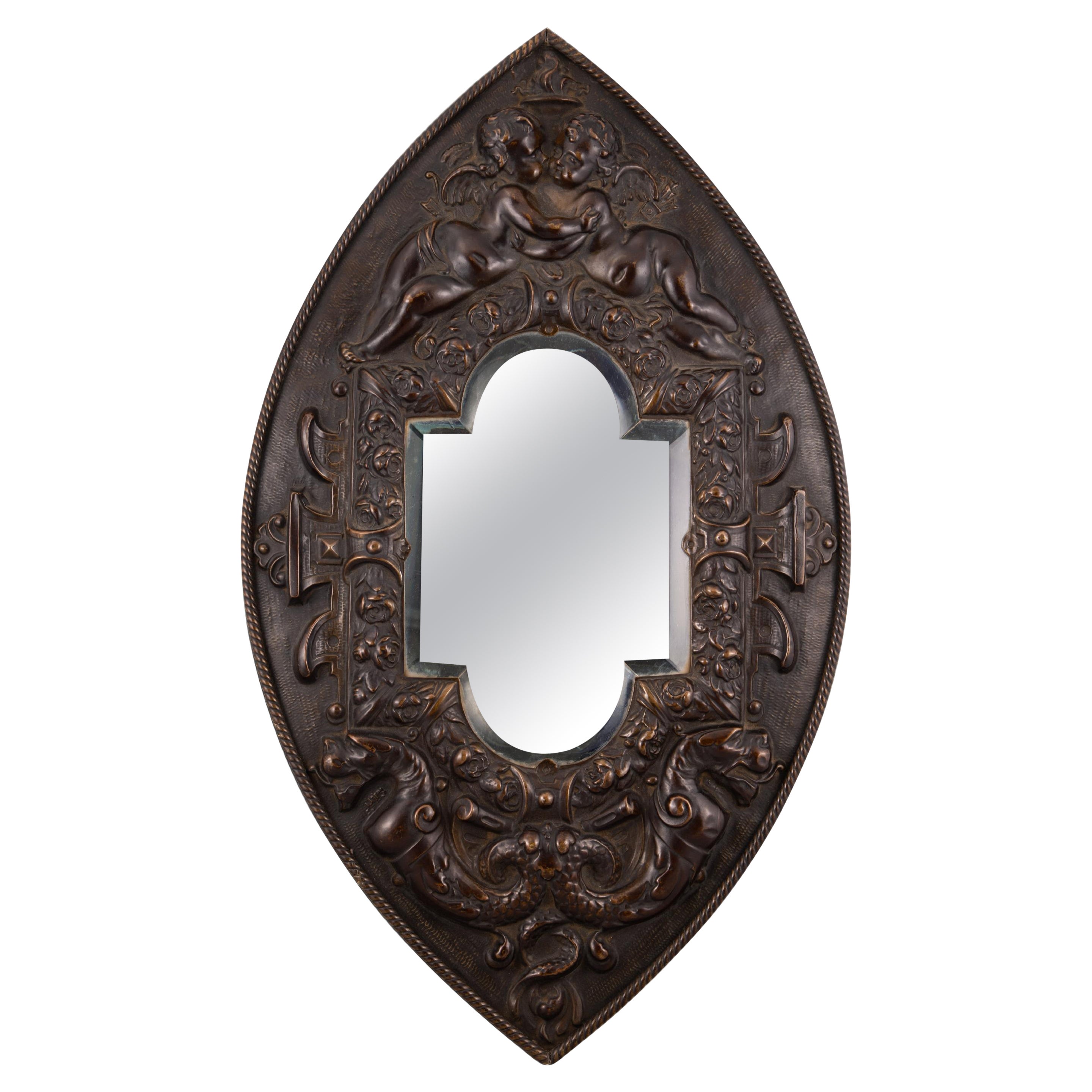 Mirror. Embossed metal, glass. 19th  century. For Sale