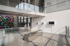 Mirror-Finish Stainless Steel Long Bench Indoor Outdoor by Zhoujie Zhang