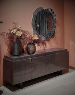 Stay Mirror in Oak Finish by Malerba, Hand-Crafted Modern Design