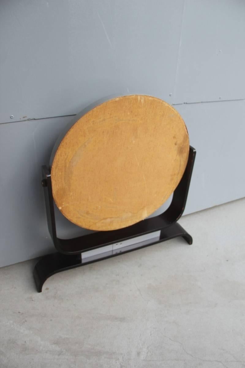 Mid-Century Modern Mirror for table aluminum and wood Italian Design, 1960s For Sale