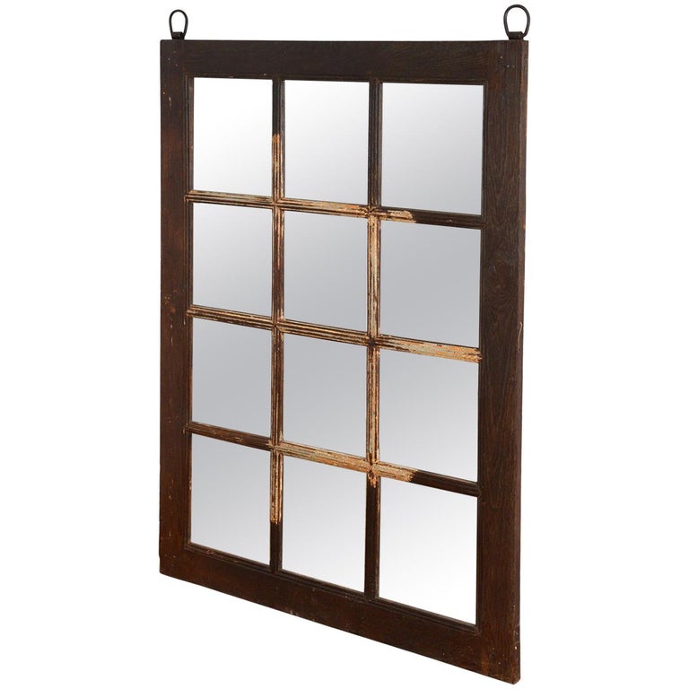 Mirror Frame 12 Panes from Reclaimed Wood, 20th Century For Sale at