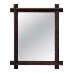 Mirror, Frame, carved, Black Forest, Schwarzwald, Folk Tramp Art, 1880s, Germany