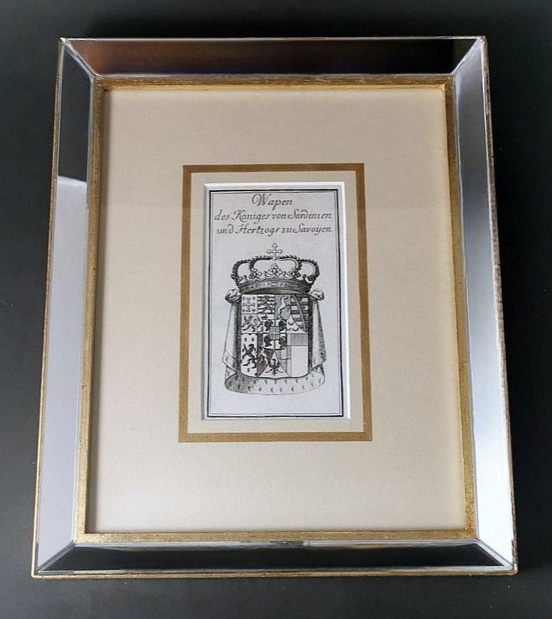 Modern Mirror frame Dutch print Coat of Arms of the King of Sardinia and Duke of Savoy