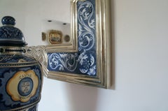 Mirror Frame, German Silver 'Also Called Alpaca or White Metal' and Ceramic