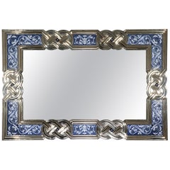 Mirror Frame, German Silver 'Also Called Alpaca or White Metal' and Ceramic