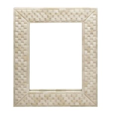 Mirror Frame Made with Carved Bone to Form Basket Weave- in stock