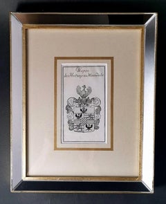 Mirror Frame With Engraved Dutch Print Depicting Dukes Of Mirandola Coat Of Arms