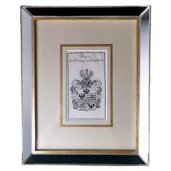 Cadre de miroir avec impression néerlandaise gravée représentant des ducs de Mirandola avec armoiries