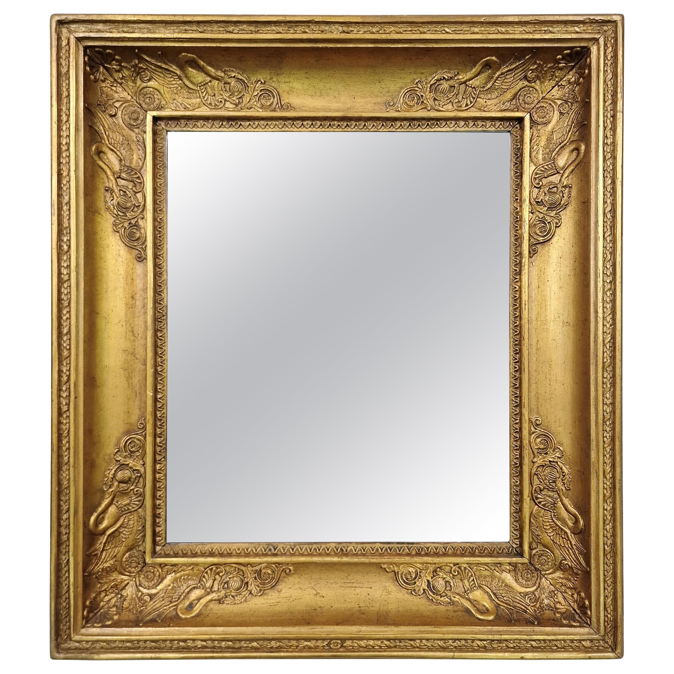 Mirror, Frame, wonderful swan decor, Empire, 1815, Vienna Austria For Sale