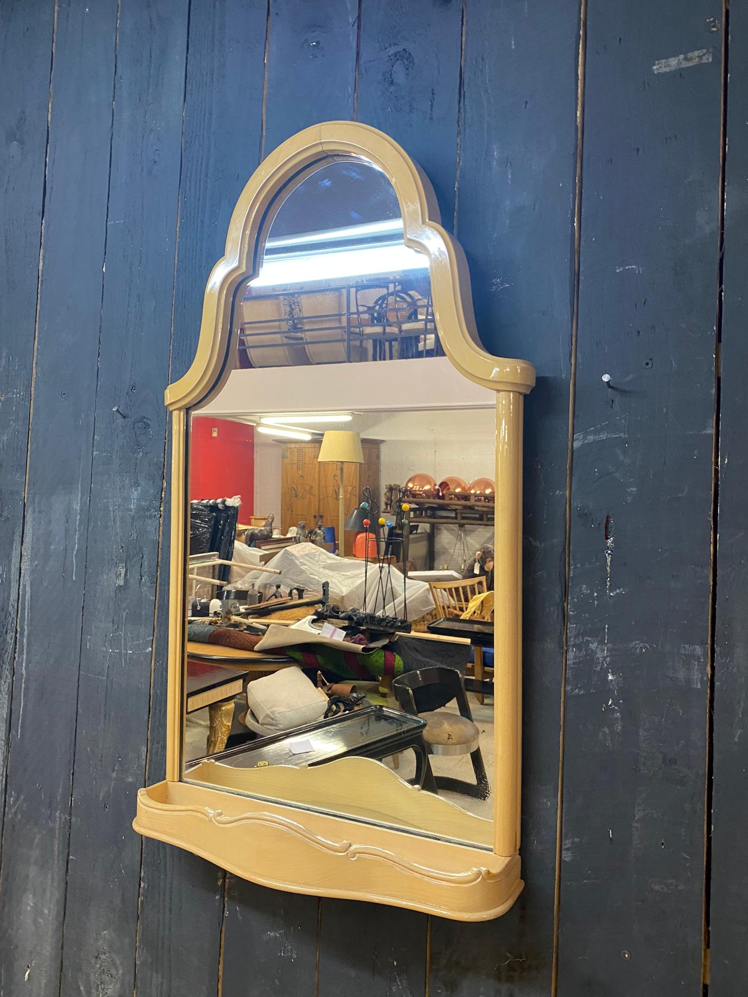 Art Deco Mirror from 40s/50s in Lacquered Beech For Sale