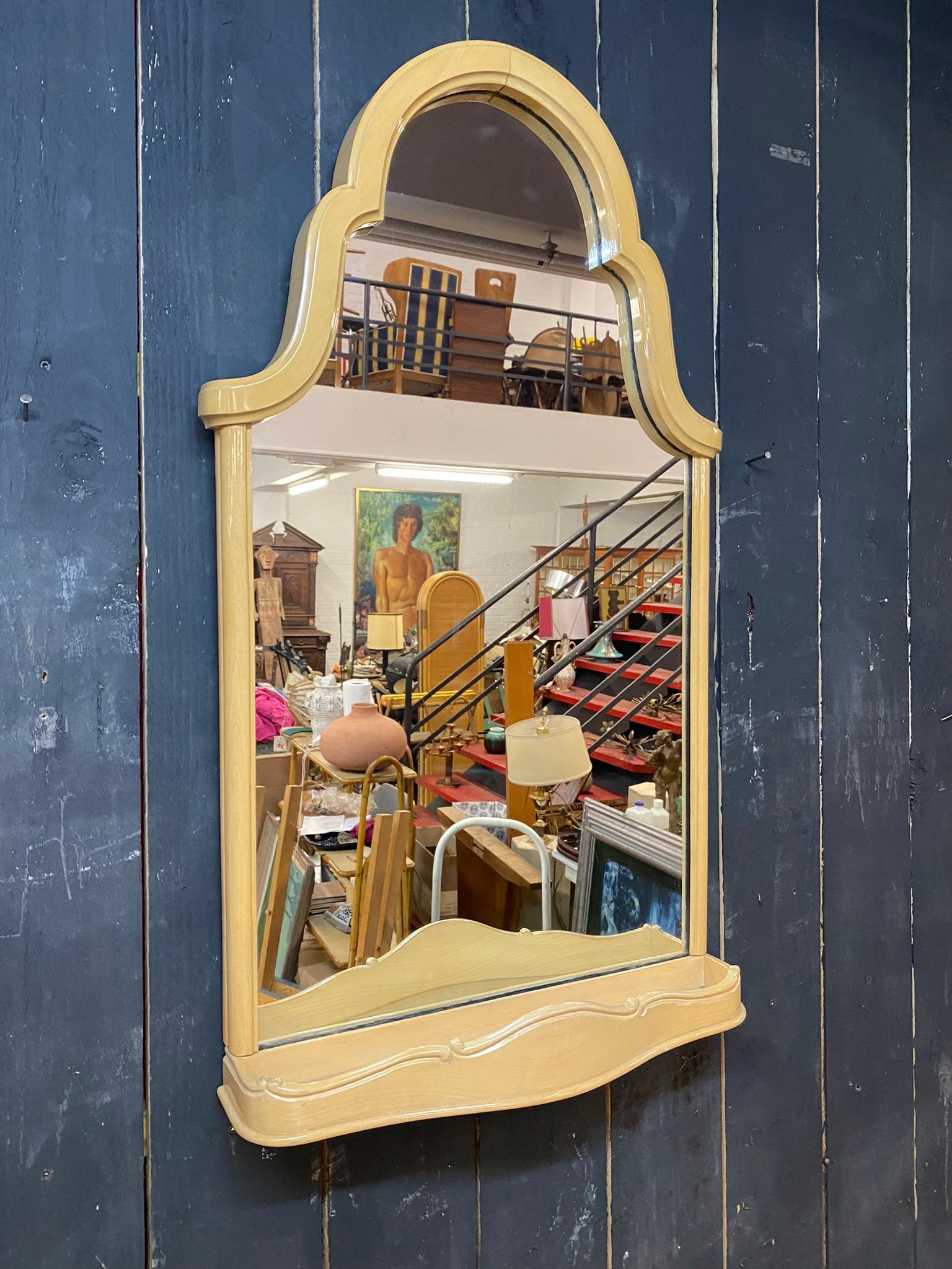 Mid-20th Century Mirror from 40s/50s in Lacquered Beech For Sale