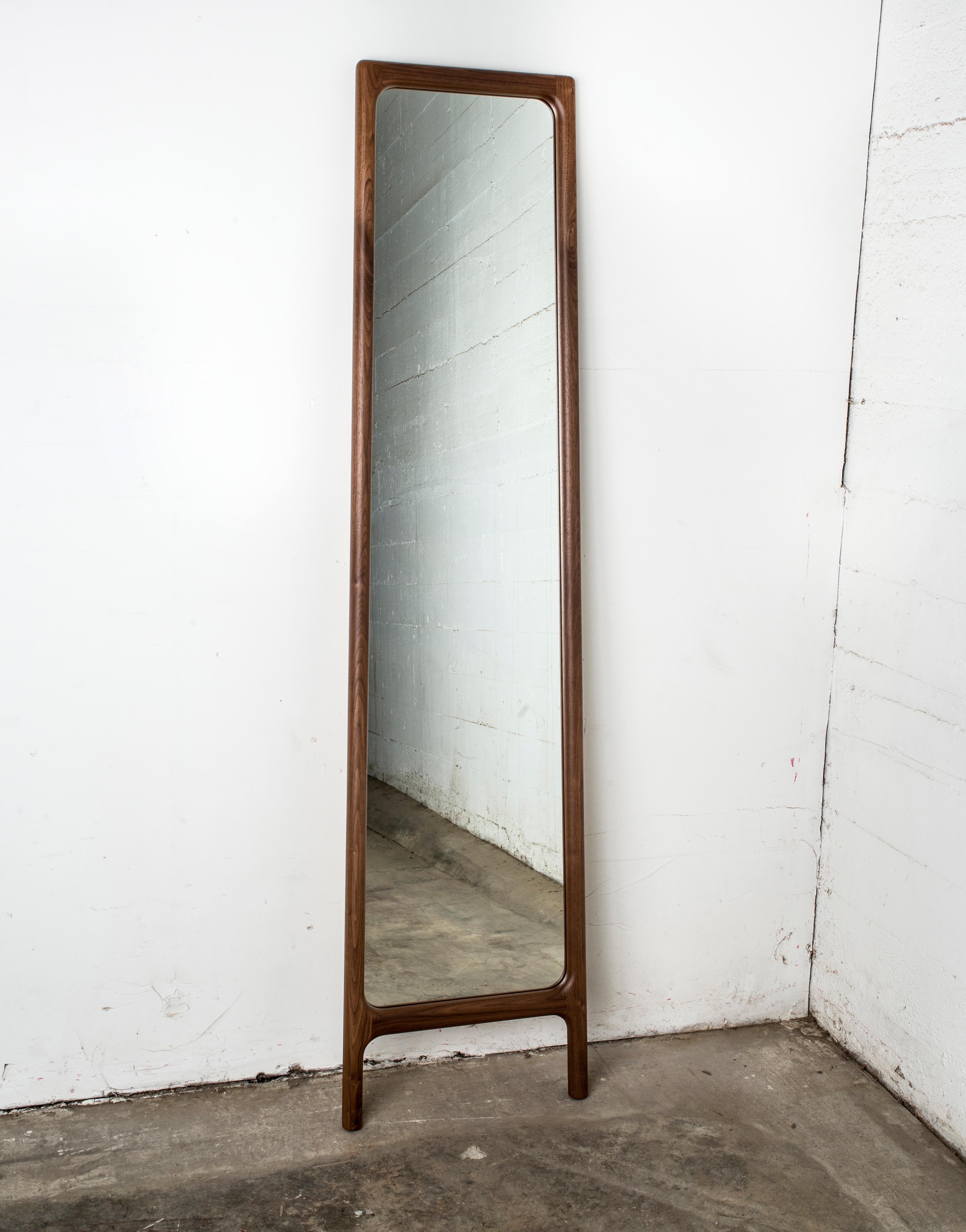 American Mirror, Full Length, Leaning, Mid Century Modern, Bedroom, Hardwood, Semigood For Sale