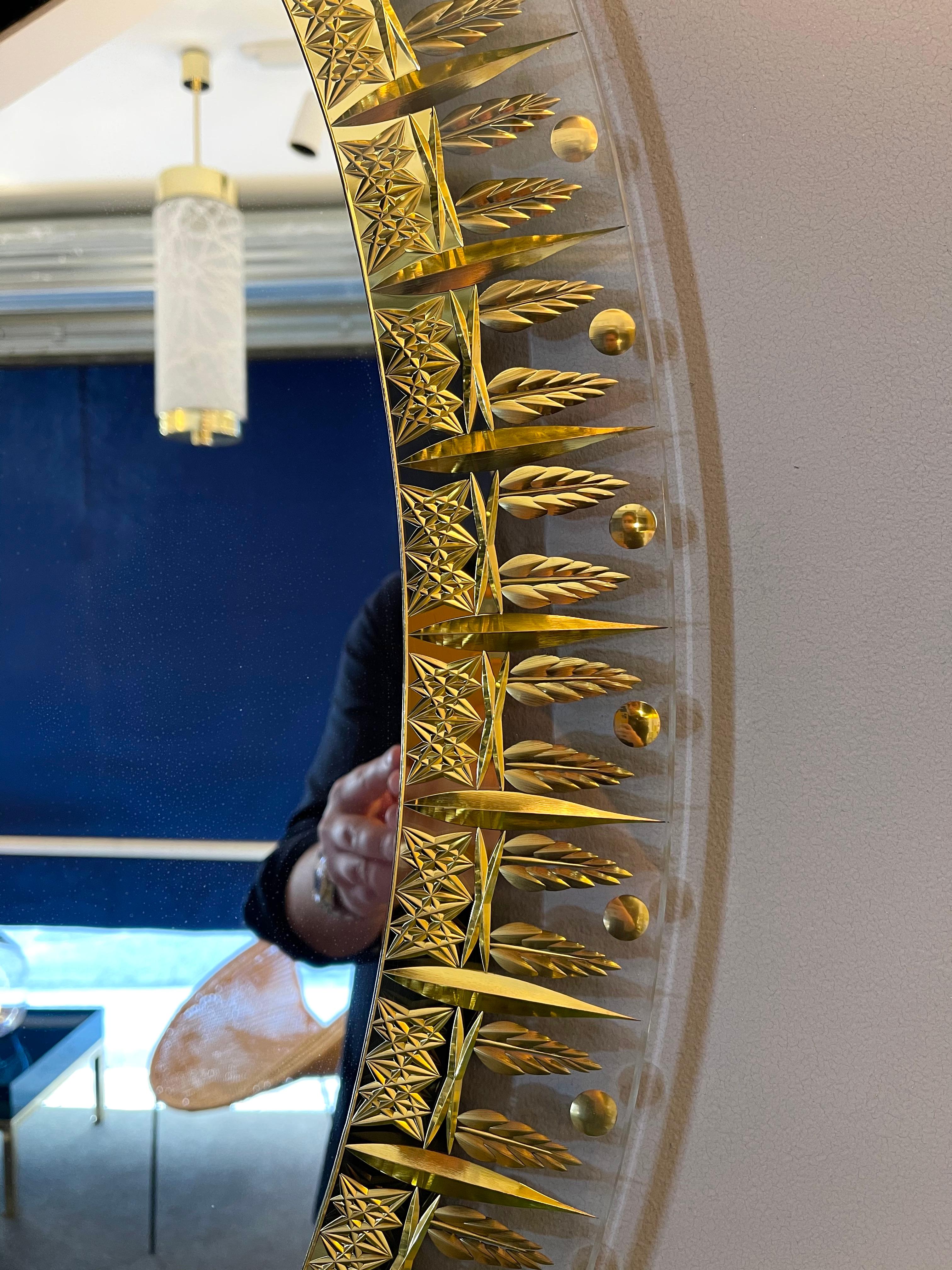 Mirror Gilt Ears of Wheat by Cristal Art, Italy, 1960s In Good Condition In SAINT-OUEN, FR