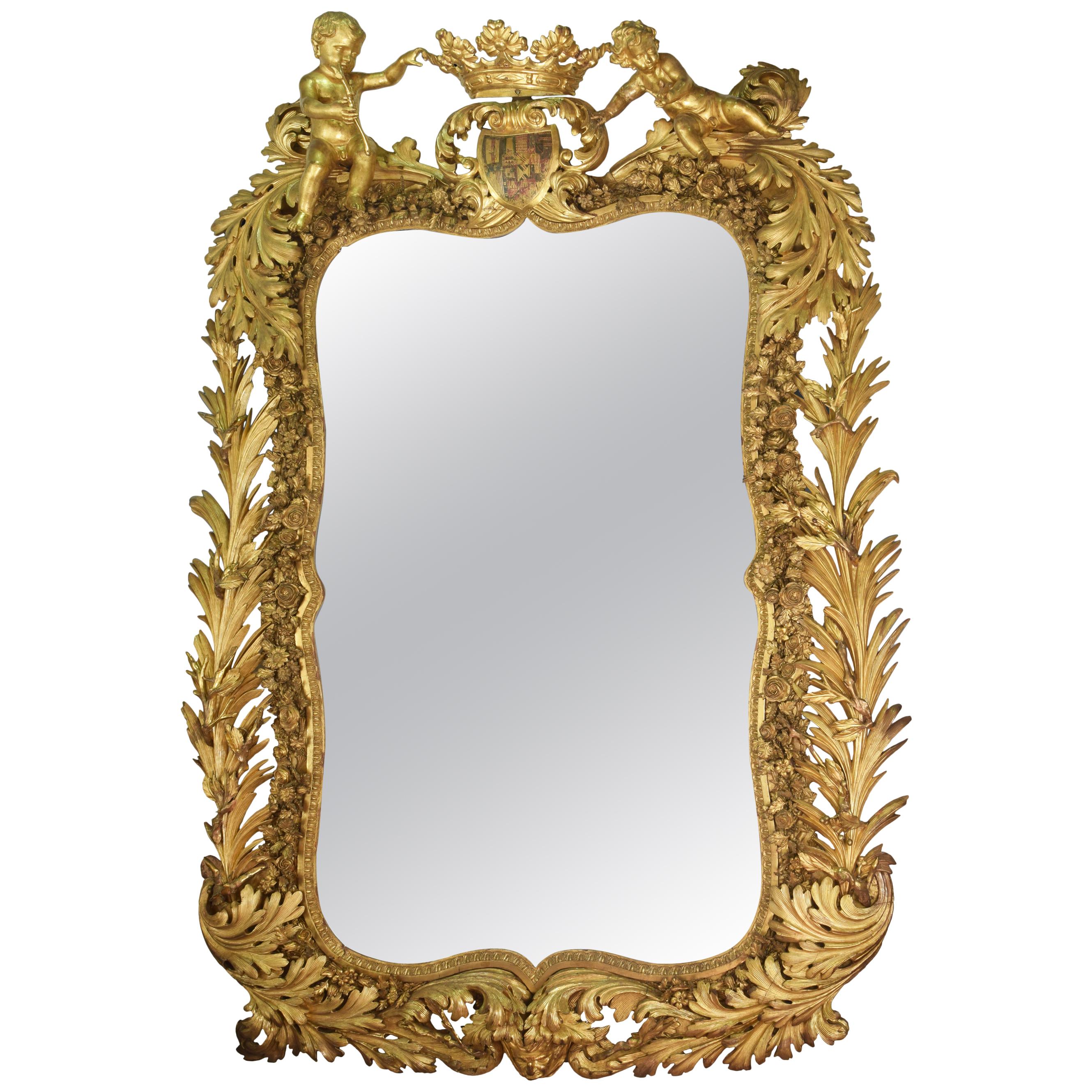 Mirror, Giltwood and Stucco, 19th Century