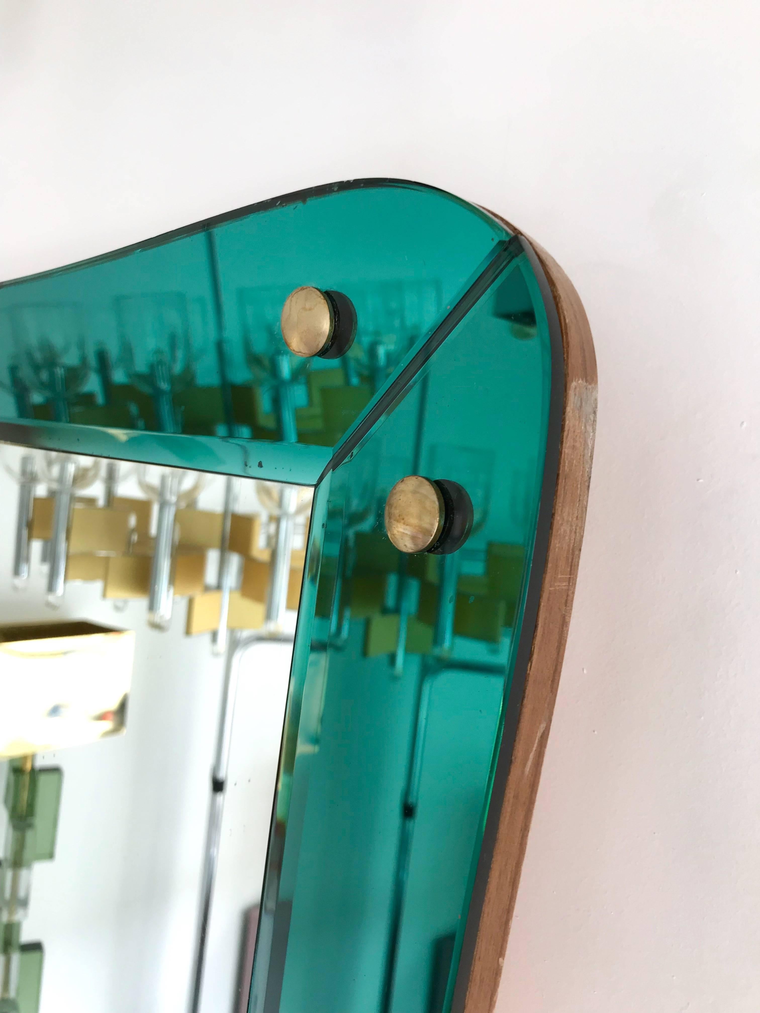 Italian Mirror Glass and Wood by Cristal Art, Italy, 1960s